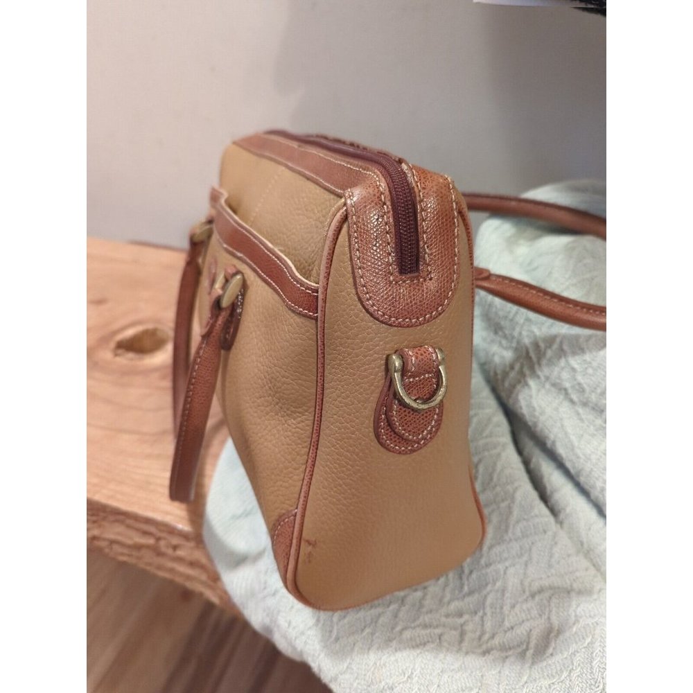 Liz Claiborne Handbag Small Brown Leather Doctor Style Tote  Logo Vintage * - Picture 3 of 6